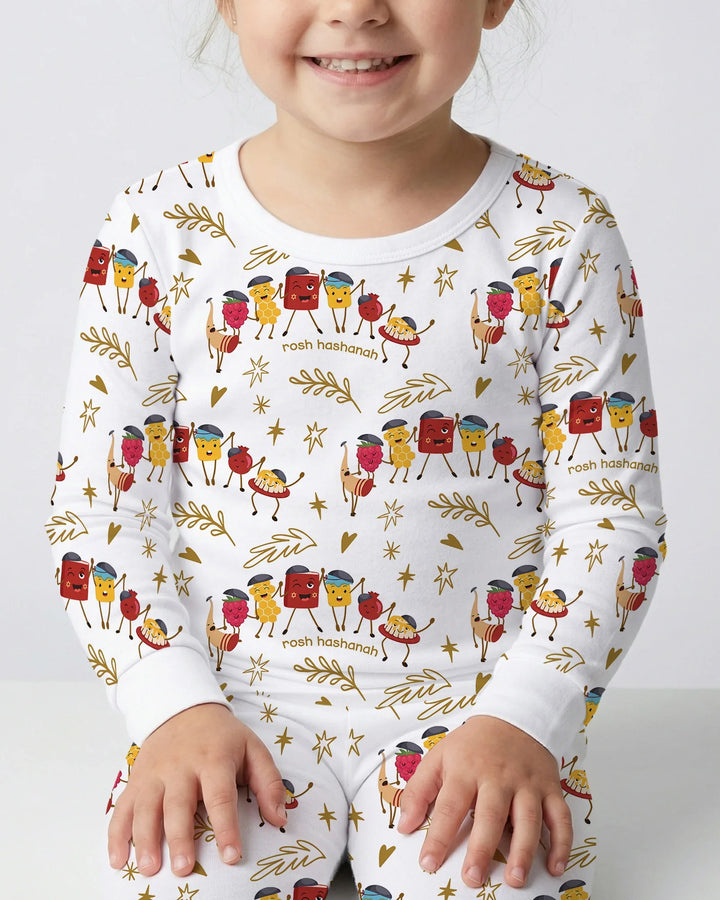 Let's Celebrate Rosh Hashanah Bamboo Two Piece Long Sleeve Pajama Set