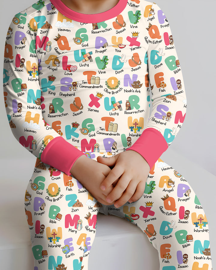 Biblical Alphabet Two Piece Long Sleeve Pajama Set
