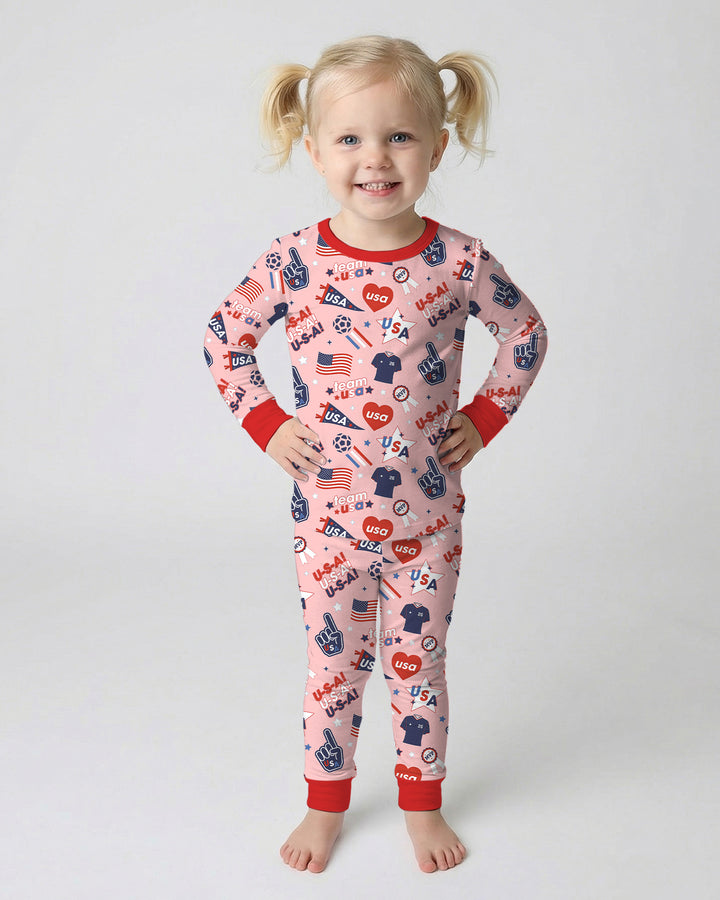 Zweiteiliges Langarm-Pyjama-Set mit Sommerfrüchten