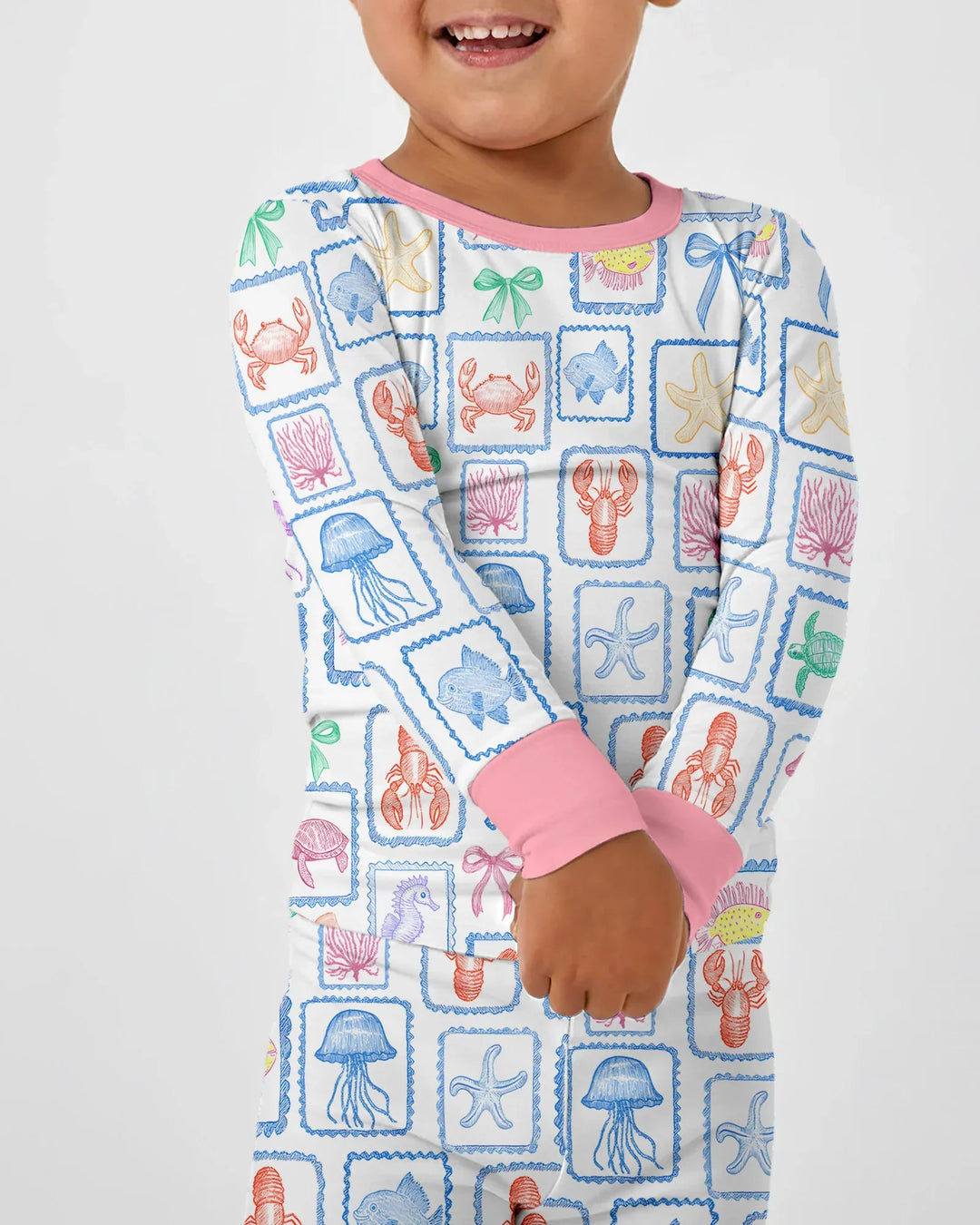 Coastal Treasures Family Matching Bamboo Two Piece Long Sleeve Pajama Set