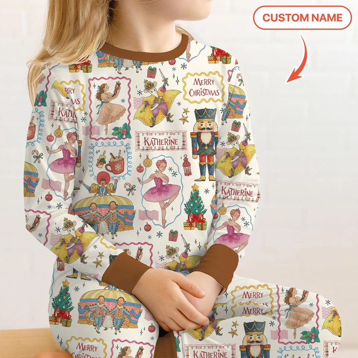 Custom Name "Magic of The Nutcracker" Merry Christmas Two Piece Long Sleeve Pajama Set