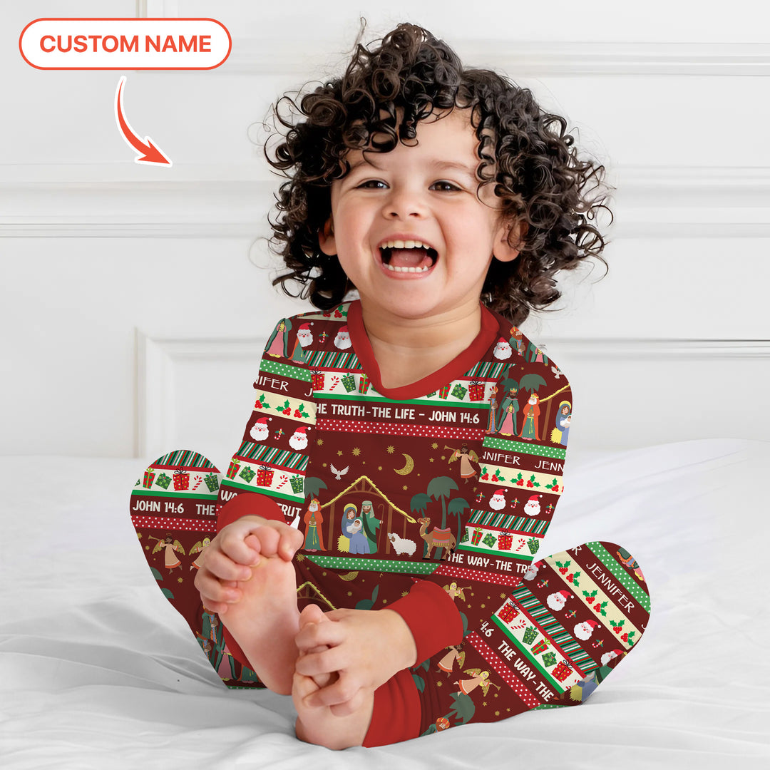 Zweiteiliges Langarm-Pyjama-Set mit Sommerfrüchten