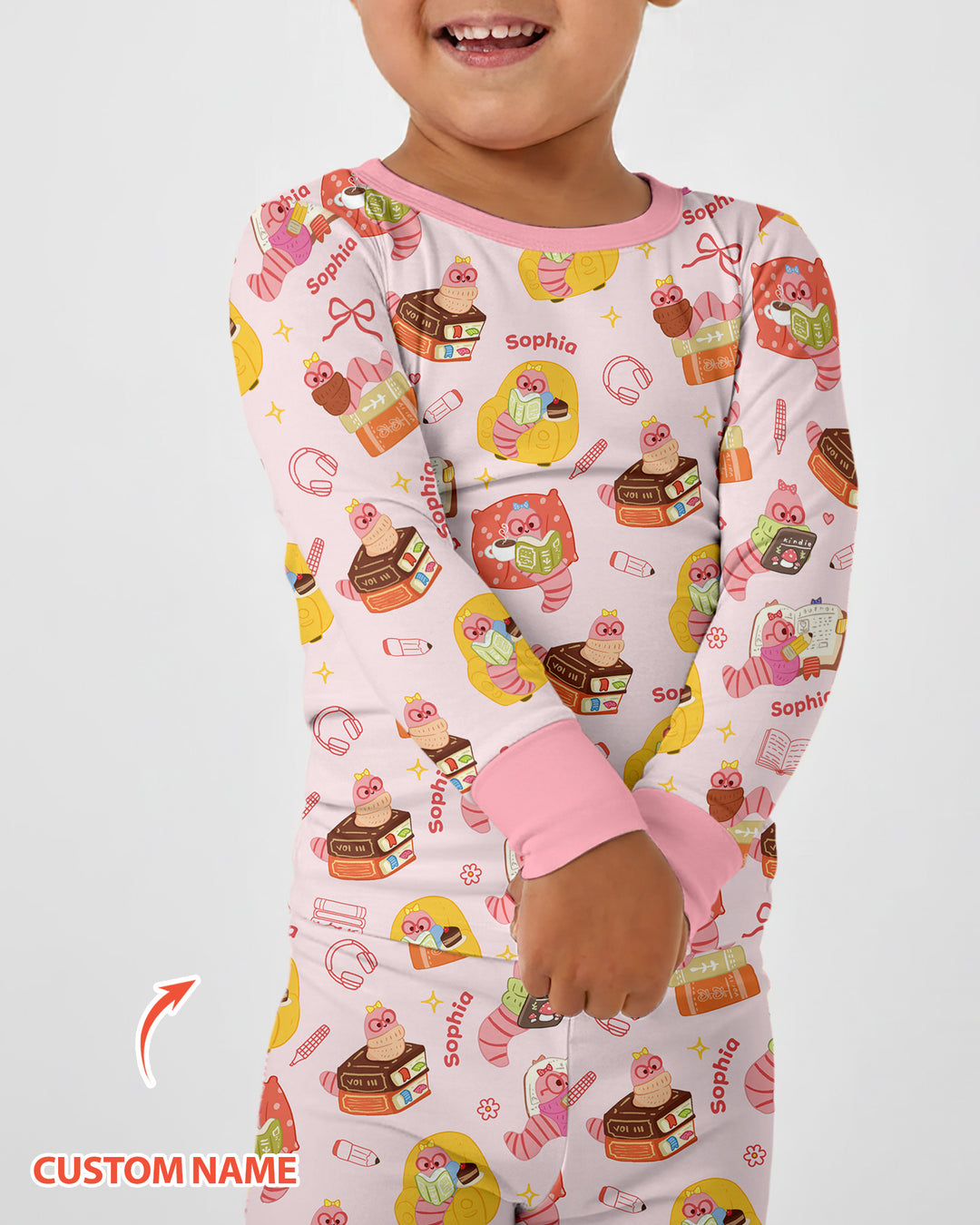 Little Book Worm Family Matching Bamboo Two Piece Long Sleeve Pajama Set
