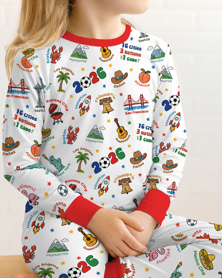 Zweiteiliges Langarm-Pyjama-Set mit Sommerfrüchten