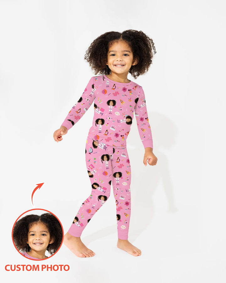 Custom Image Chemical Laboratory Bamboo Two Piece Long Sleeve Pajama Set
