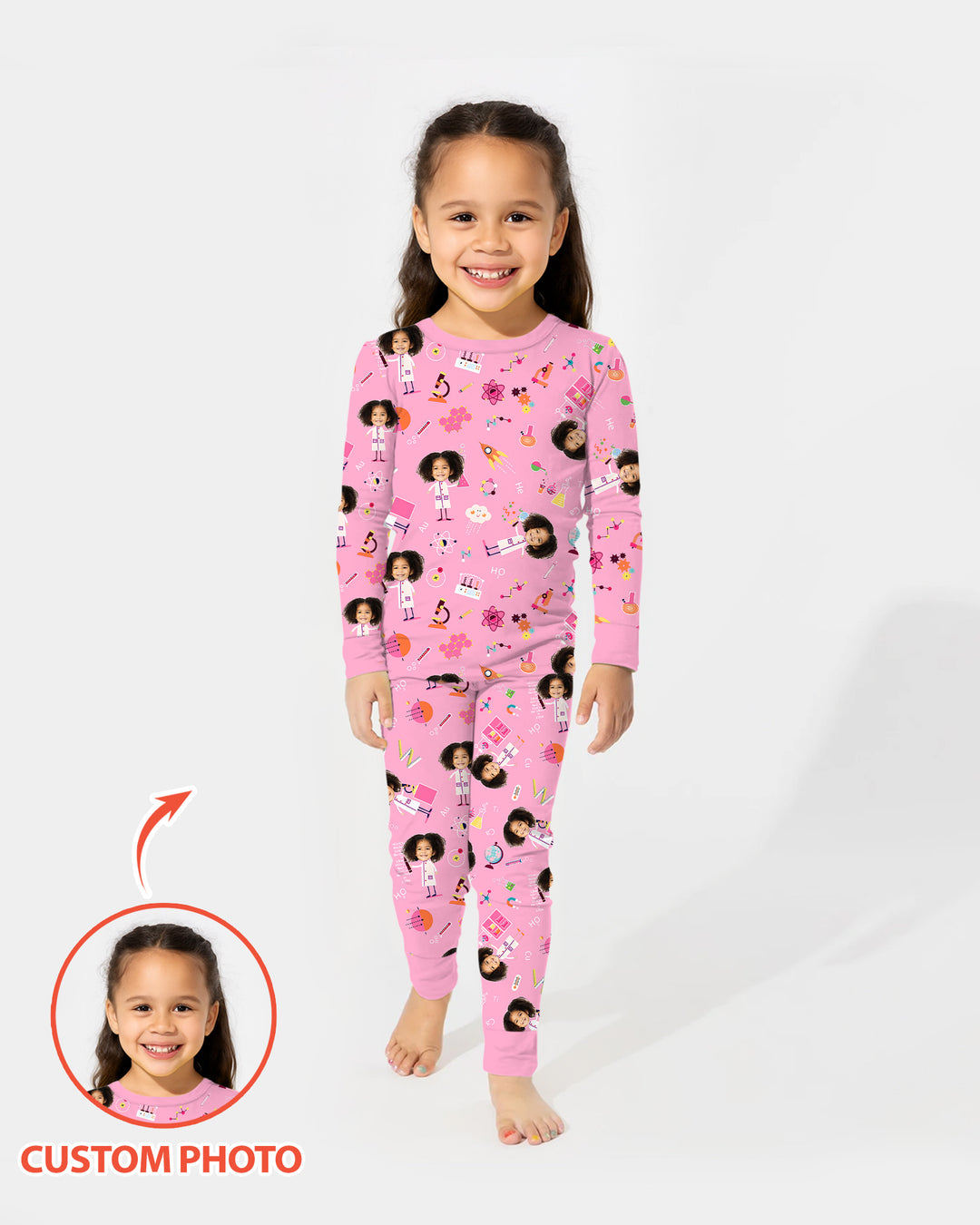 Custom Image Chemical Laboratory Bamboo Two Piece Long Sleeve Pajama Set