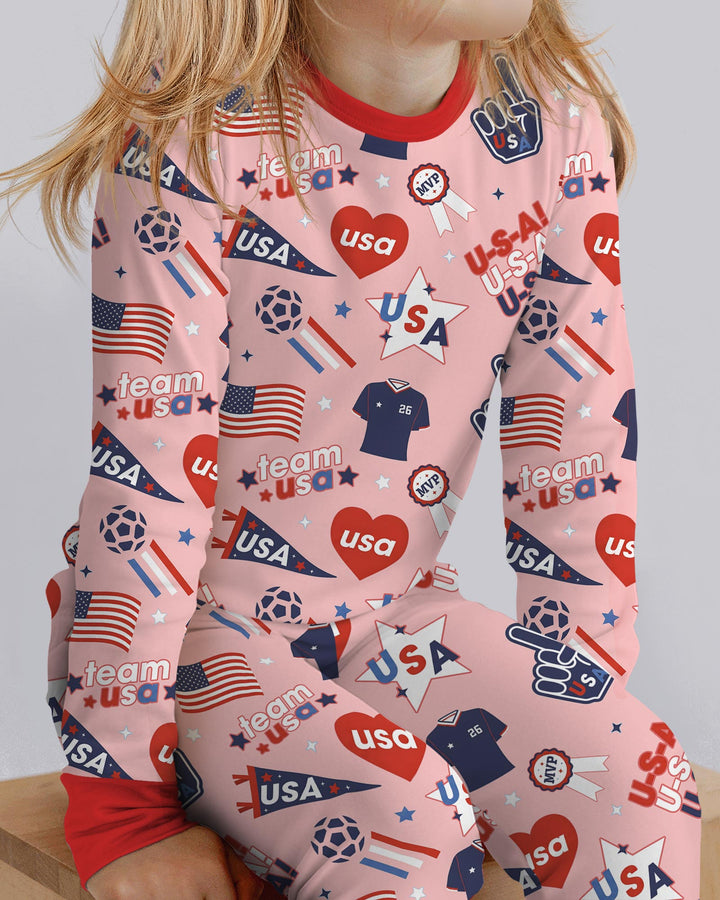 Zweiteiliges Langarm-Pyjama-Set mit Sommerfrüchten
