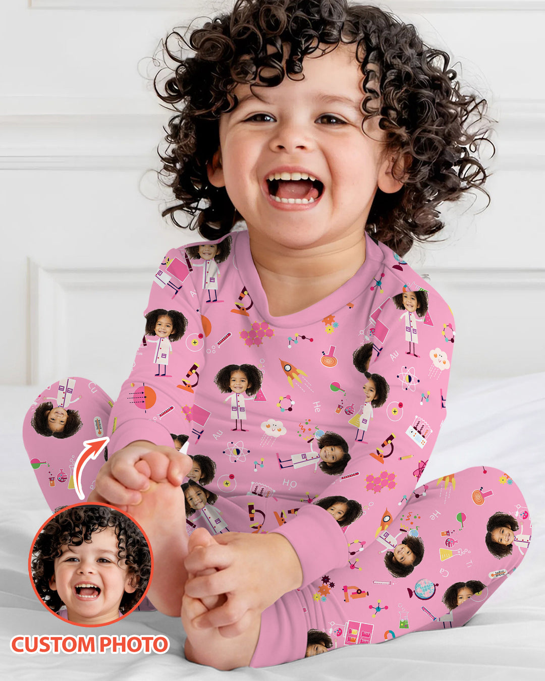 Custom Image Chemical Laboratory Bamboo Two Piece Long Sleeve Pajama Set