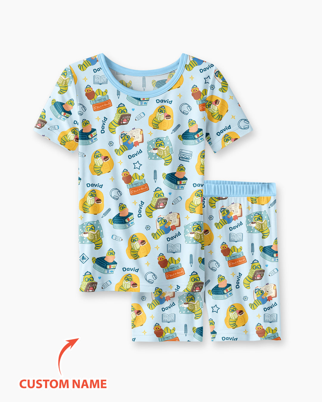 Little Book Worm Family Matching Bamboo Two Piece Short Sleeve Shorts Pajama Set