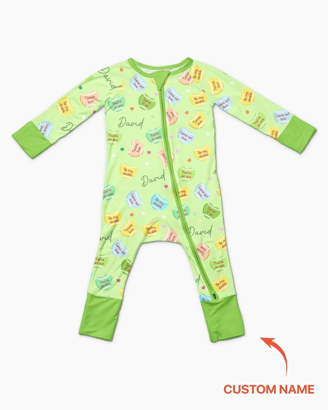 Custom Name Tennis Candy Hearts Bamboo Convertible Zippy