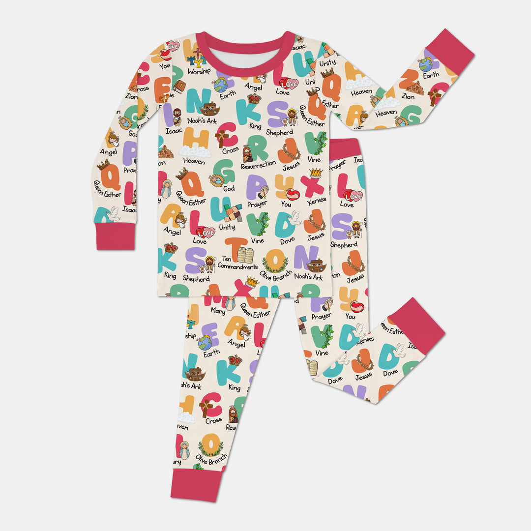 Biblical Alphabet Two Piece Long Sleeve Pajama Set