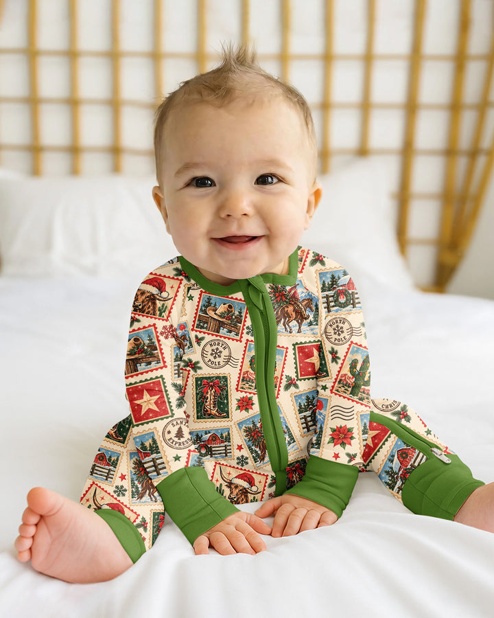 Western Christmas Stamps Bamboo Convertible Zippy