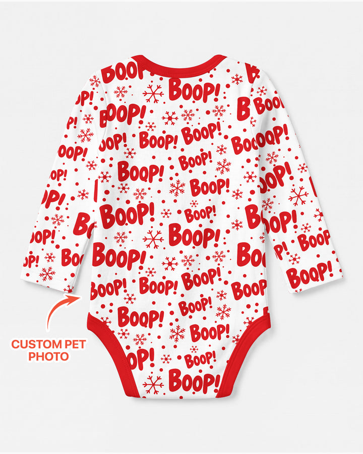 Custom Pet Photo Funny Christmas Boop Bamboo Bodysuit