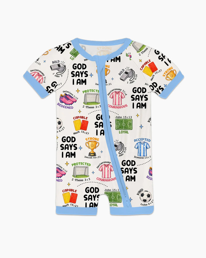 God Says I Am Soccer Bamboo Shorty Zippy