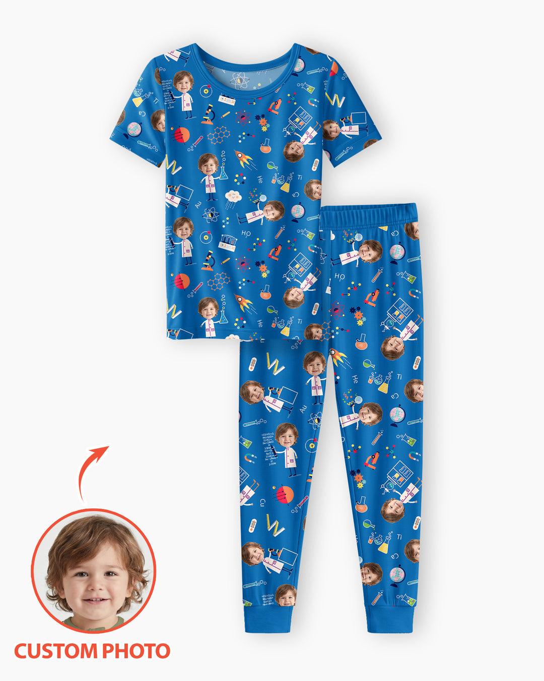 Custom Image Chemical Laboratory Bamboo Two Piece Short Sleeve Pajama Set