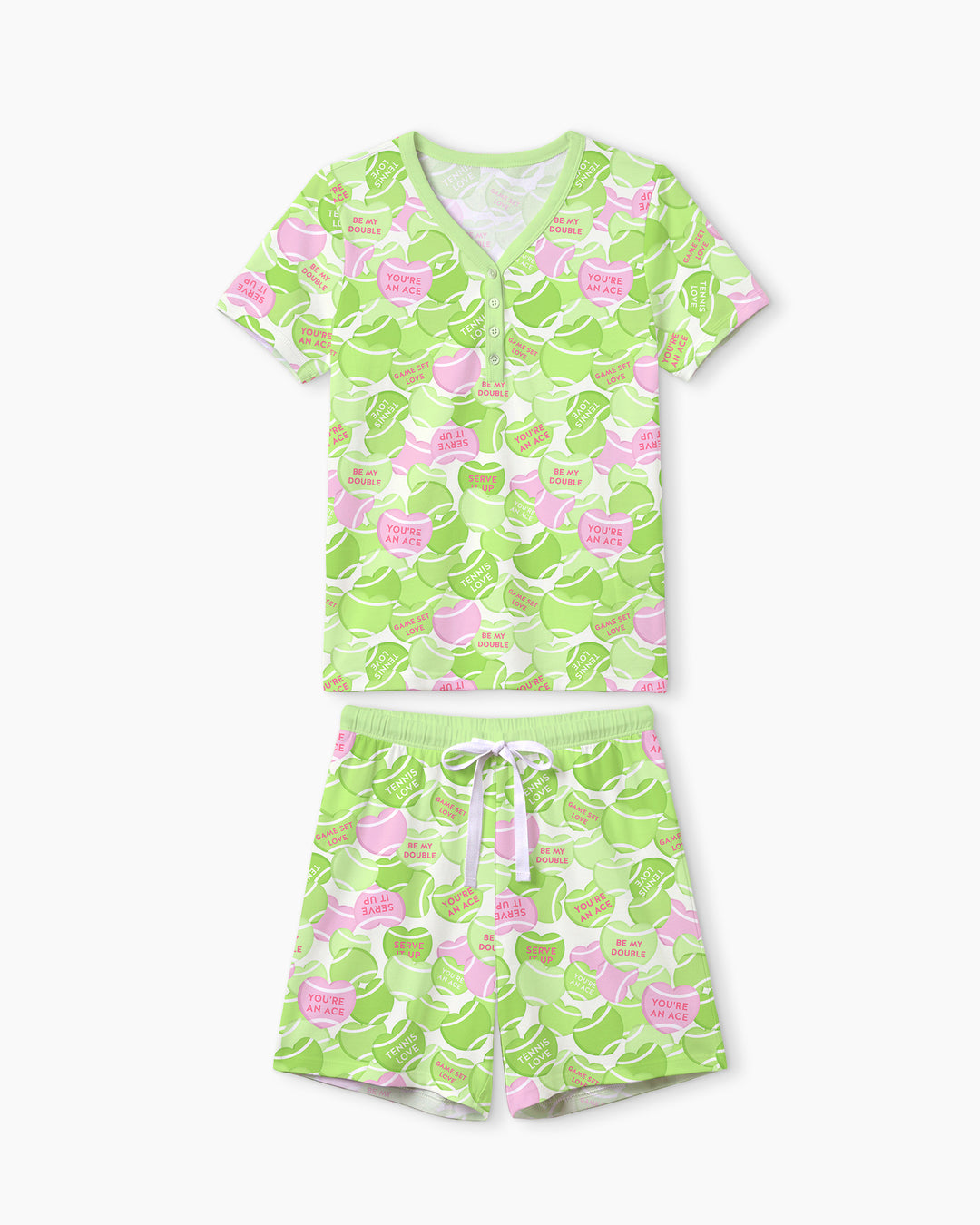 Tennis Candy Family Matching Bamboo Women Short Sleeve Short Pajama Set