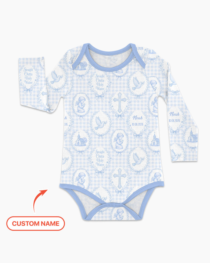 Custom Name Baptism Straight Outta Holy Water Bamboo Bodysuit