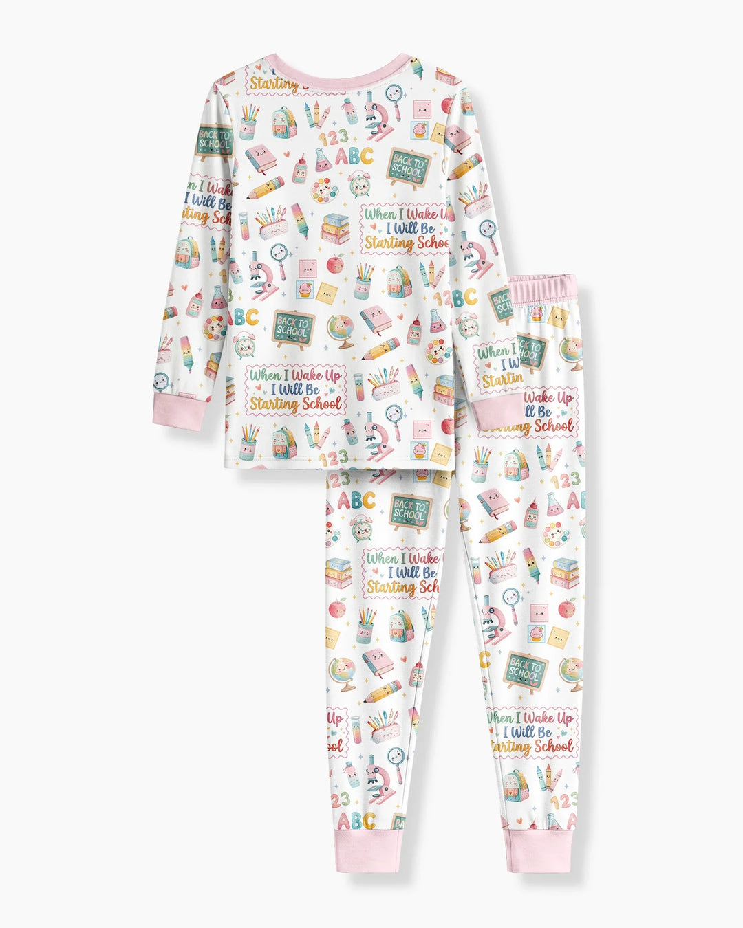 When I Wake Up I Will Be Starting School Bamboo Two Piece Long Sleeve Pajama Set