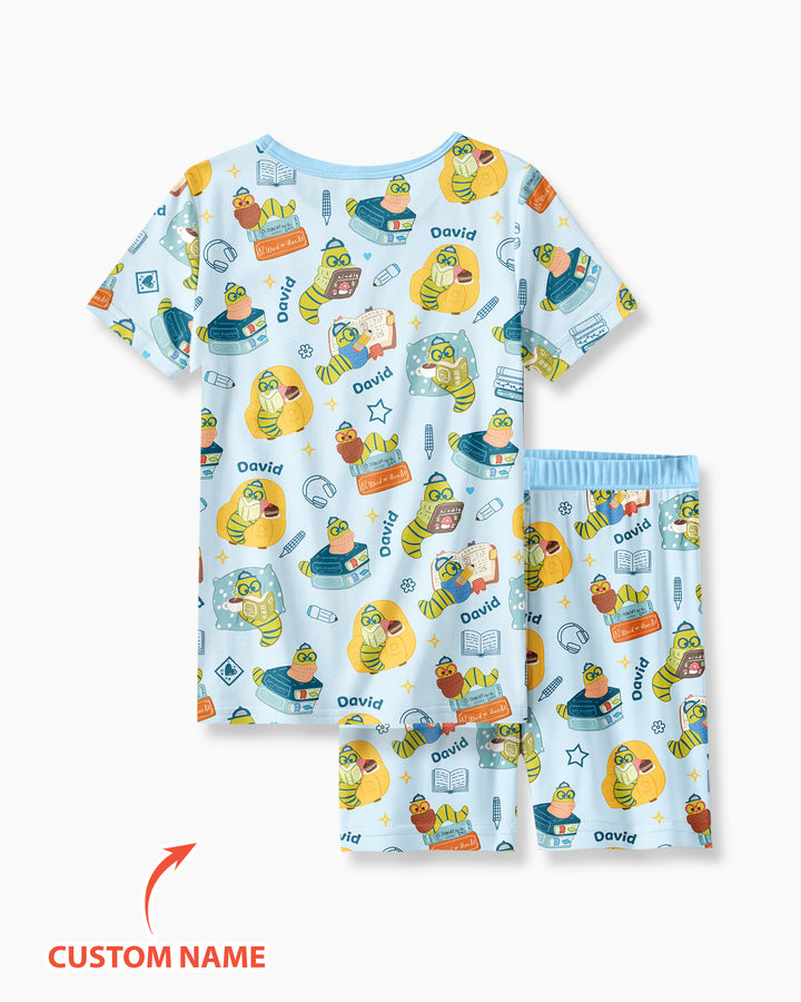 Little Book Worm Family Matching Bamboo Two Piece Short Sleeve Shorts Pajama Set