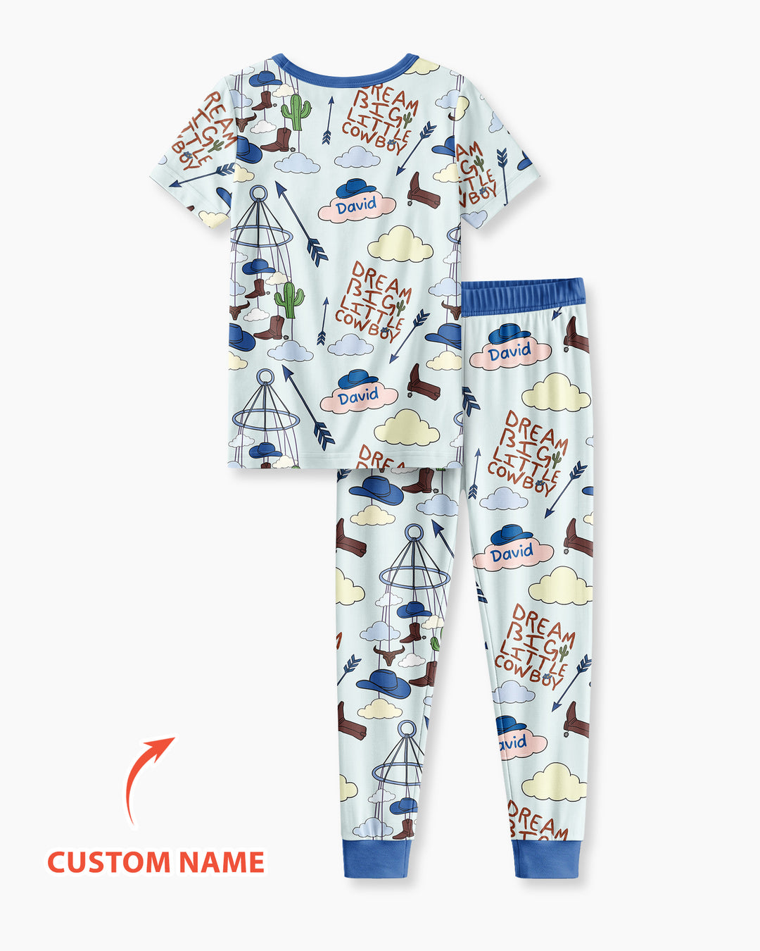 Litlle Cowboy Sis Bro Matching  Bamboo Two Piece Short Sleeve Pajama Set