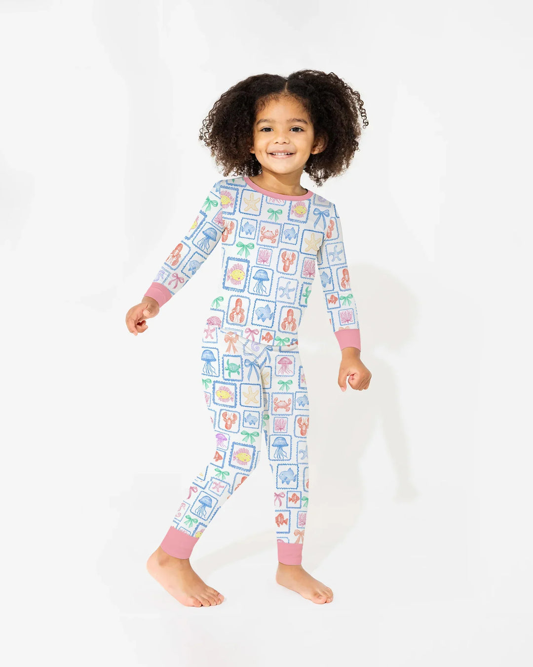 Coastal Treasures Family Matching Bamboo Two Piece Long Sleeve Pajama Set