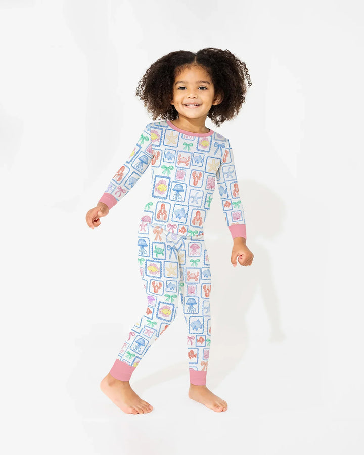Coastal Treasures Family Matching Bamboo Two Piece Long Sleeve Pajama Set