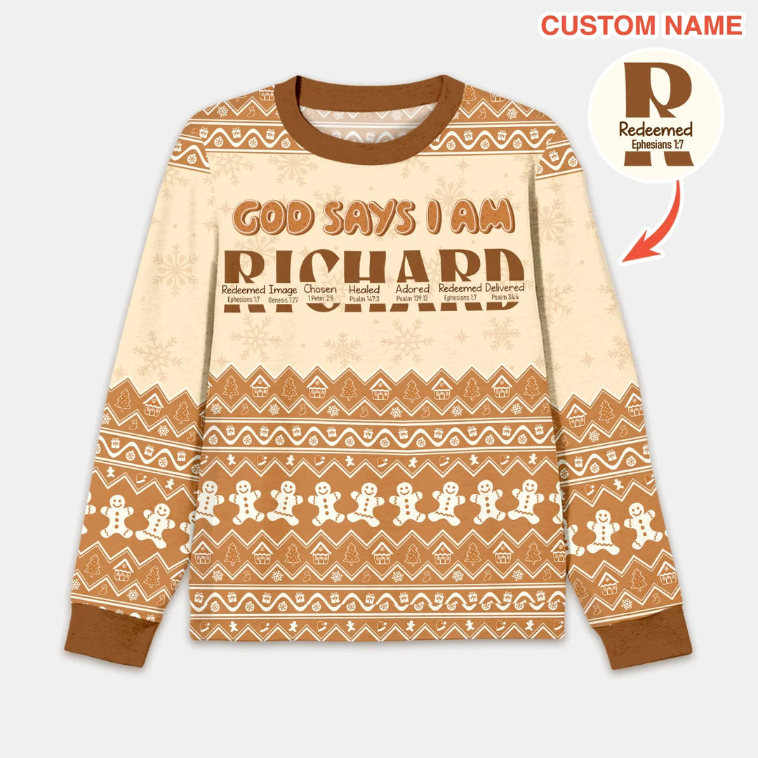 Personalized Ginger Bread God Says I Am Men's Pajama Set , Personalized Ginger Bread God Says I Am Men's Pajama Set - Only Shirt / XS / Chocolate Brown