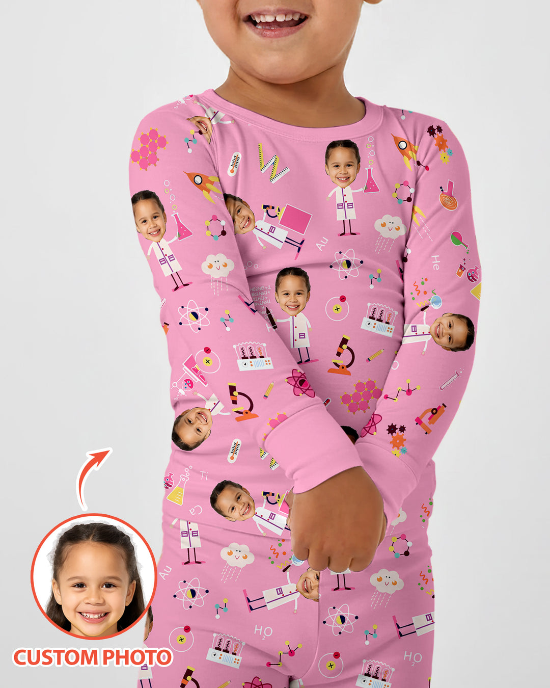 Custom Image Chemical Laboratory Bamboo Two Piece Long Sleeve Pajama Set