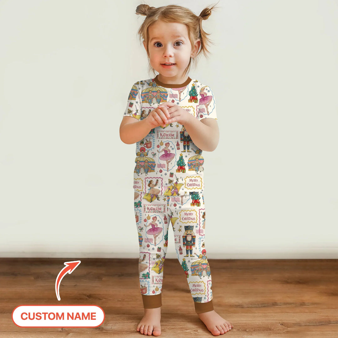 Custom Name "Magic of The Nutcracker" Merry Christmas Two Piece Short Sleeve Pajama Set