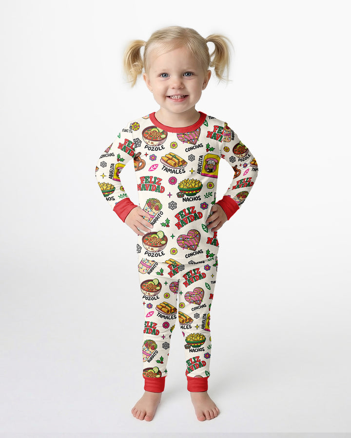 Mexican Christmas Feliz Navidad Bamboo Two Piece Long Sleeve Pajama Set