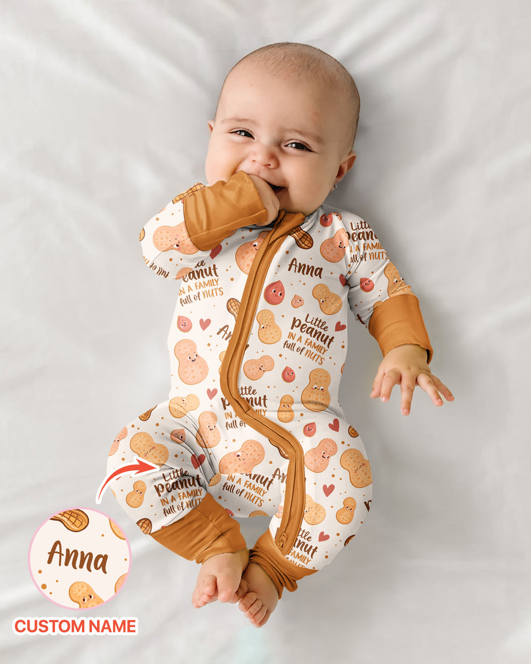 Custom Name Little Peanut In A Family Full Of Nuts Bamboo Convertible Zippy