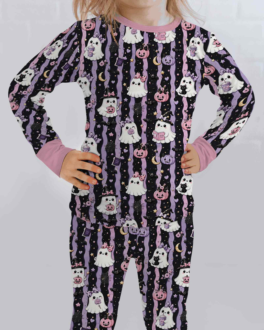 Cute Ghost Halloween Bamboo Two Piece Long Sleeve Pajama Set
