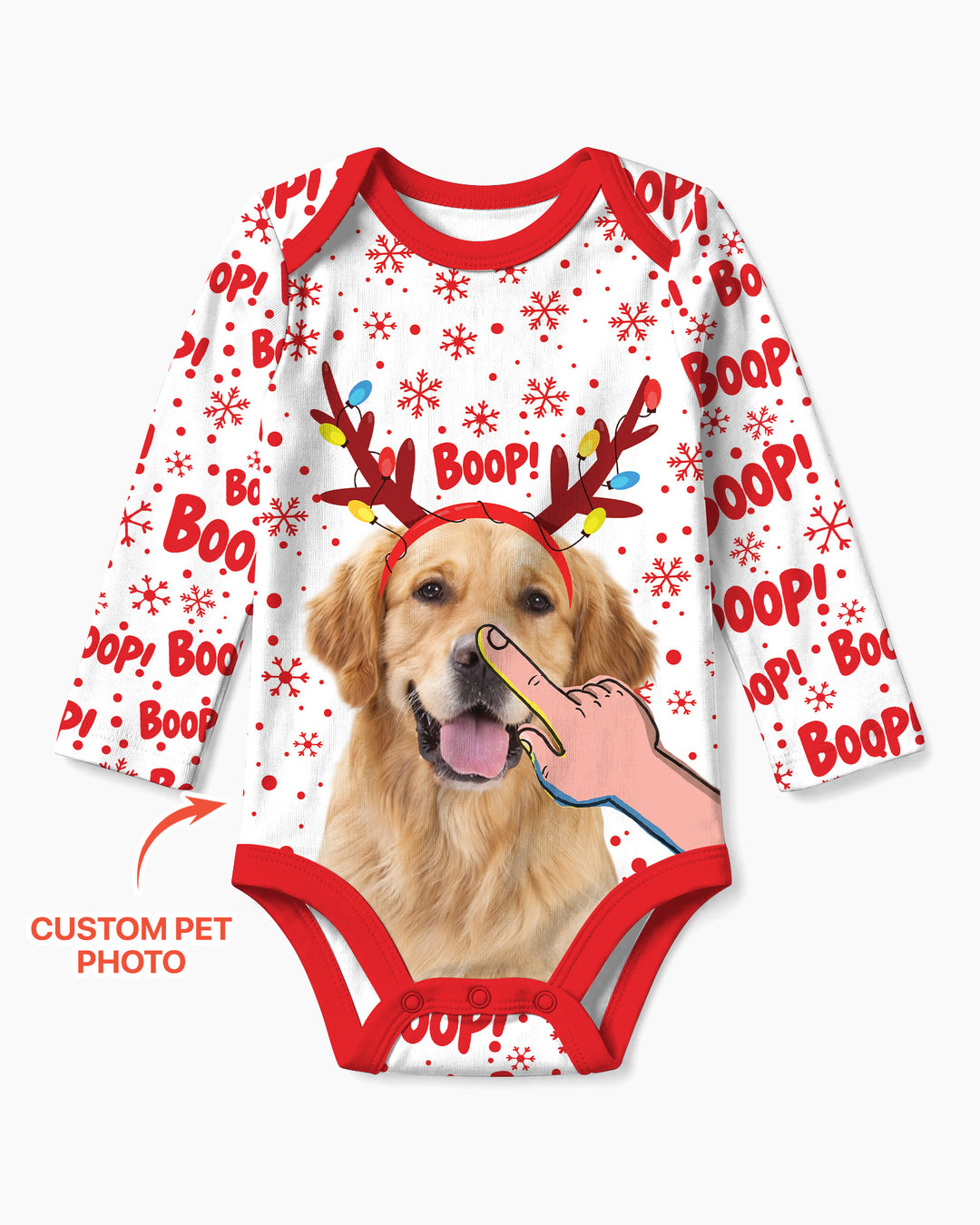 Custom Pet Photo Funny Christmas Boop Bamboo Bodysuit