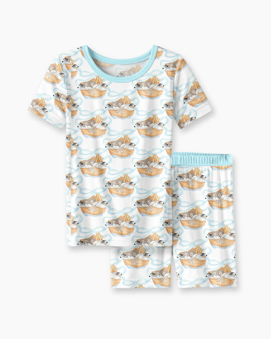 Noah's Ark Bamboo Two Piece Short Sleeve Shorts Pajama Set