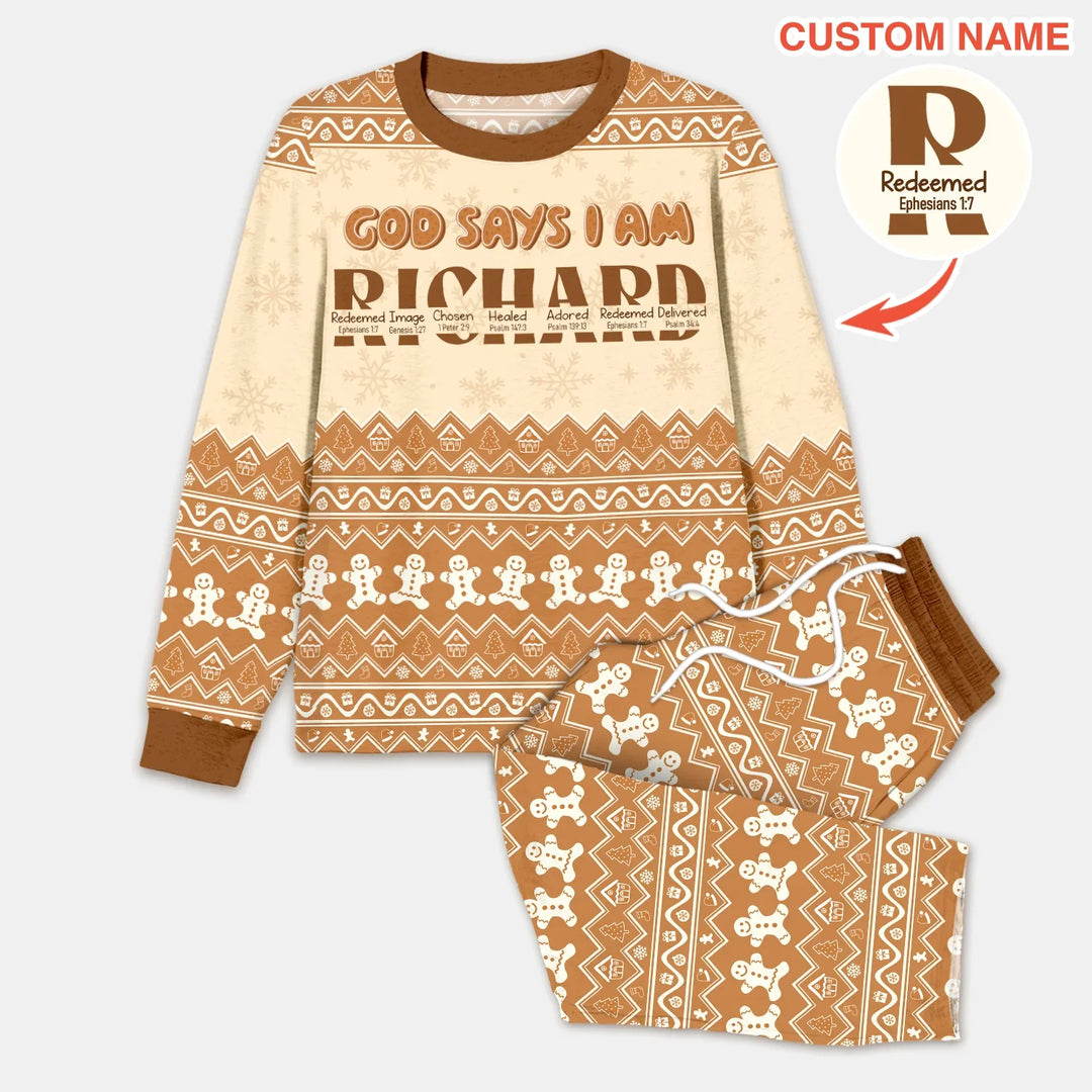 Personalized Ginger Bread God Says I Am Men's Pajama Set , Personalized Ginger Bread God Says I Am Men's Pajama Set - Only Shirt / XS / Chocolate Brown
