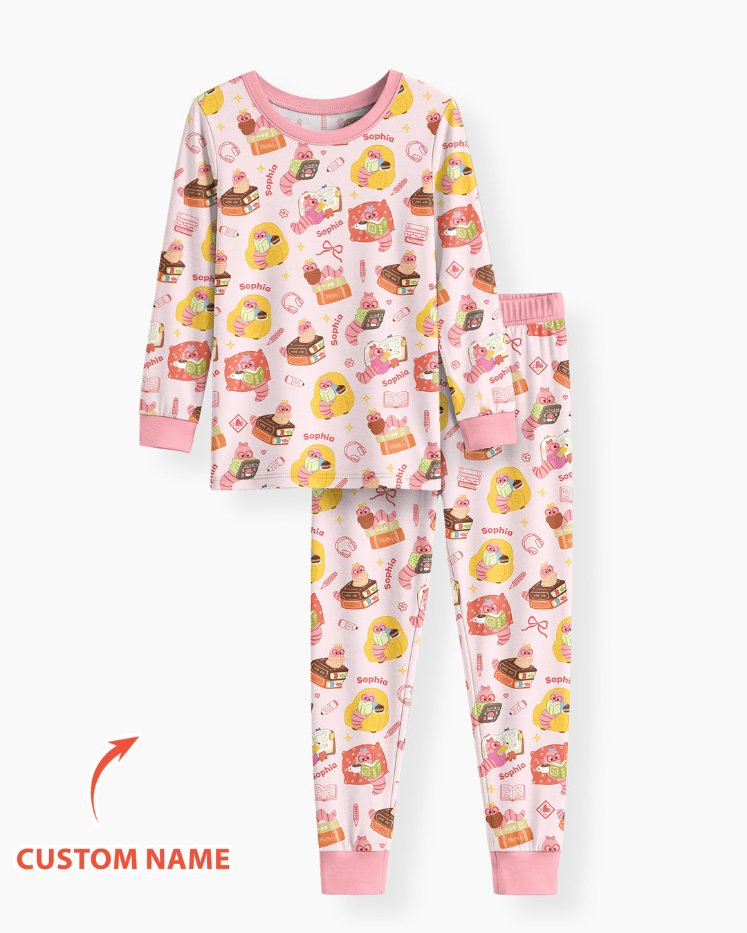 Little Book Worm Family Matching Bamboo Two Piece Long Sleeve Pajama Set