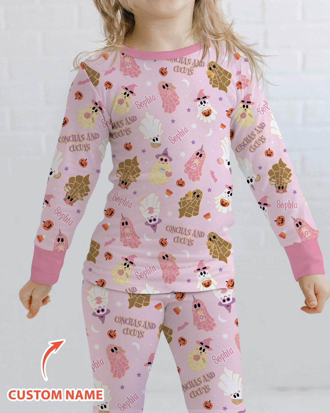 Pantasmas Mexican Halloween Custom Name Bamboo Two Piece Long Sleeve Pajama Set