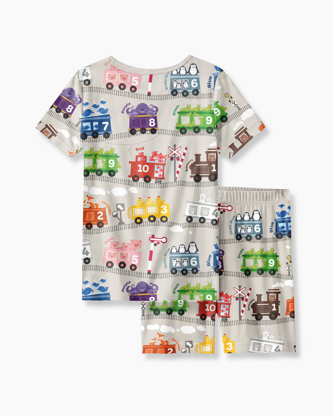 Color Train Bamboo Two Piece Short Sleeve Shorts Pajama Set