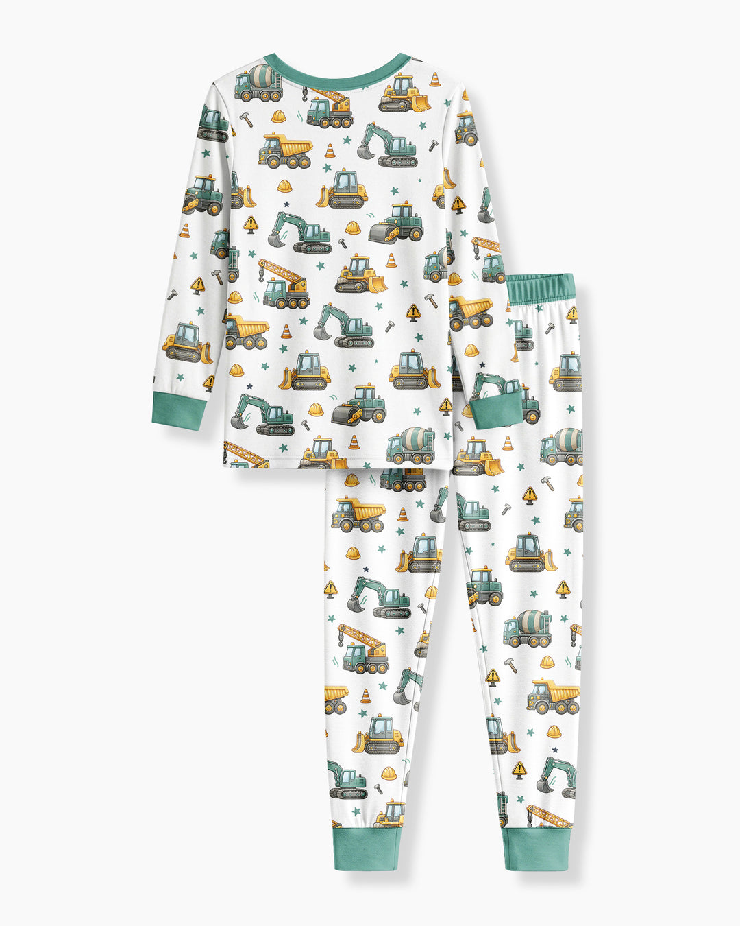 Construction Vehicles My God Is So Big Bamboo Two Piece Long Sleeve Pajama Set