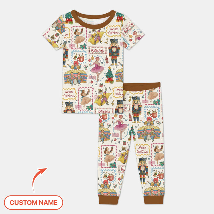Custom Name "Magic of The Nutcracker" Merry Christmas Two Piece Short Sleeve Pajama Set