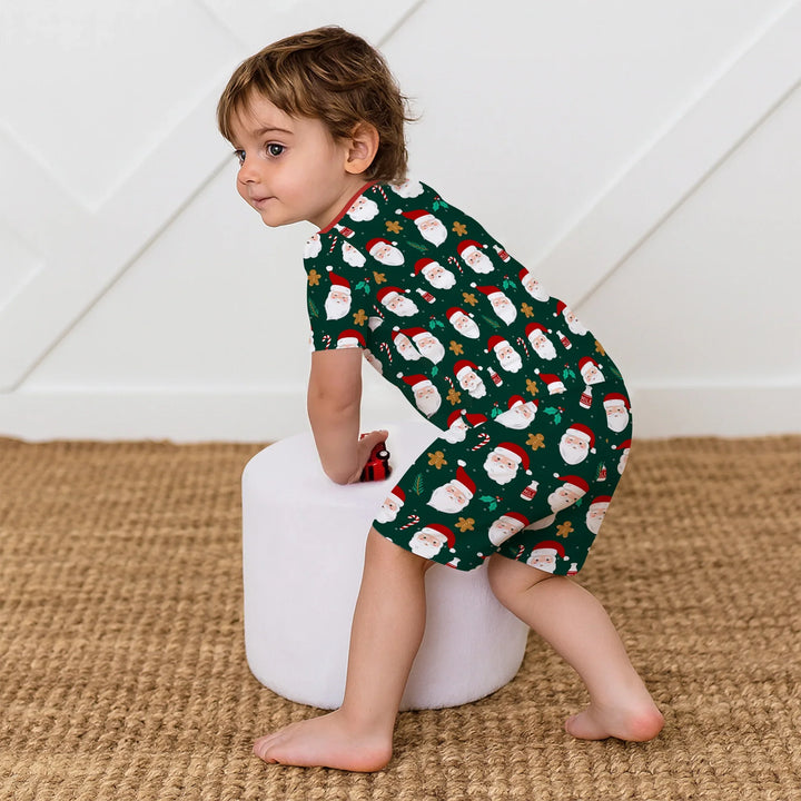 Christmas Sweet Santa Two Piece Short Sleeve Shorts Pajama Set
