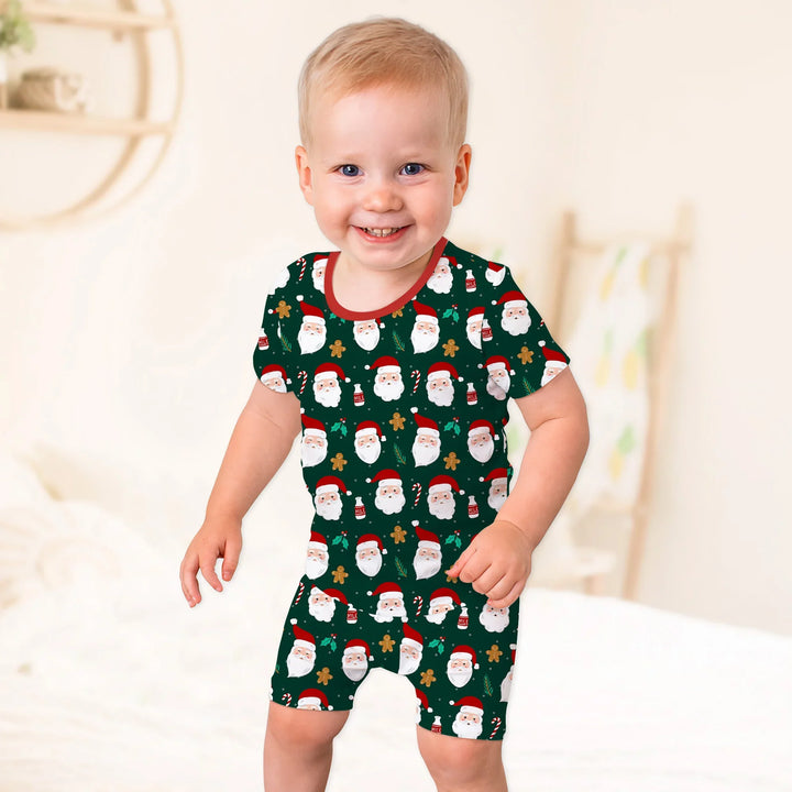 Christmas Sweet Santa Two Piece Short Sleeve Shorts Pajama Set