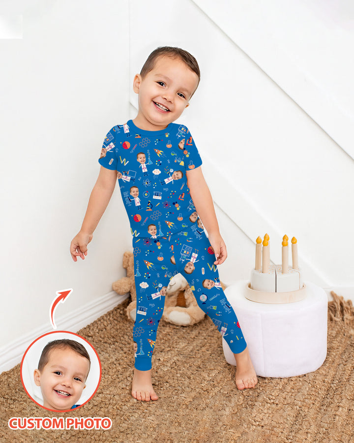 Custom Image Chemical Laboratory Bamboo Two Piece Short Sleeve Pajama Set