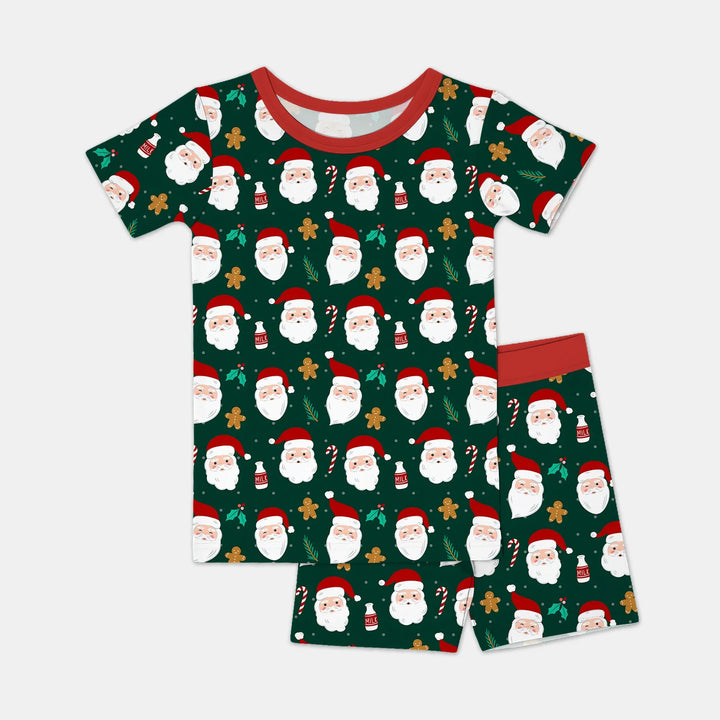 Christmas Sweet Santa Two Piece Short Sleeve Shorts Pajama Set