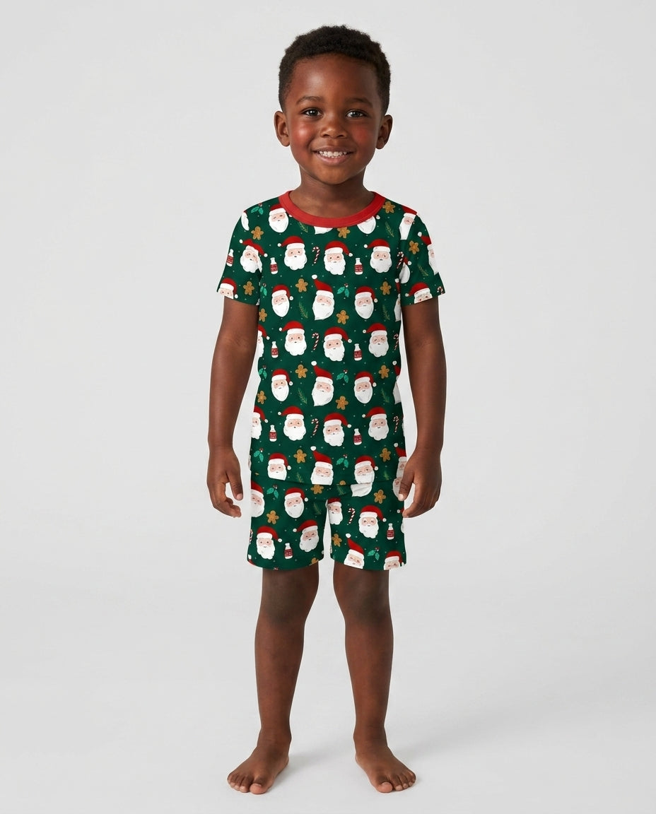 Christmas Sweet Santa Bamboo Two Piece Short Sleeve Shorts Pajama Set