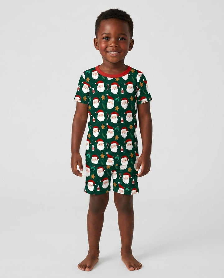 Christmas Sweet Santa Bamboo Two Piece Short Sleeve Shorts Pajama Set