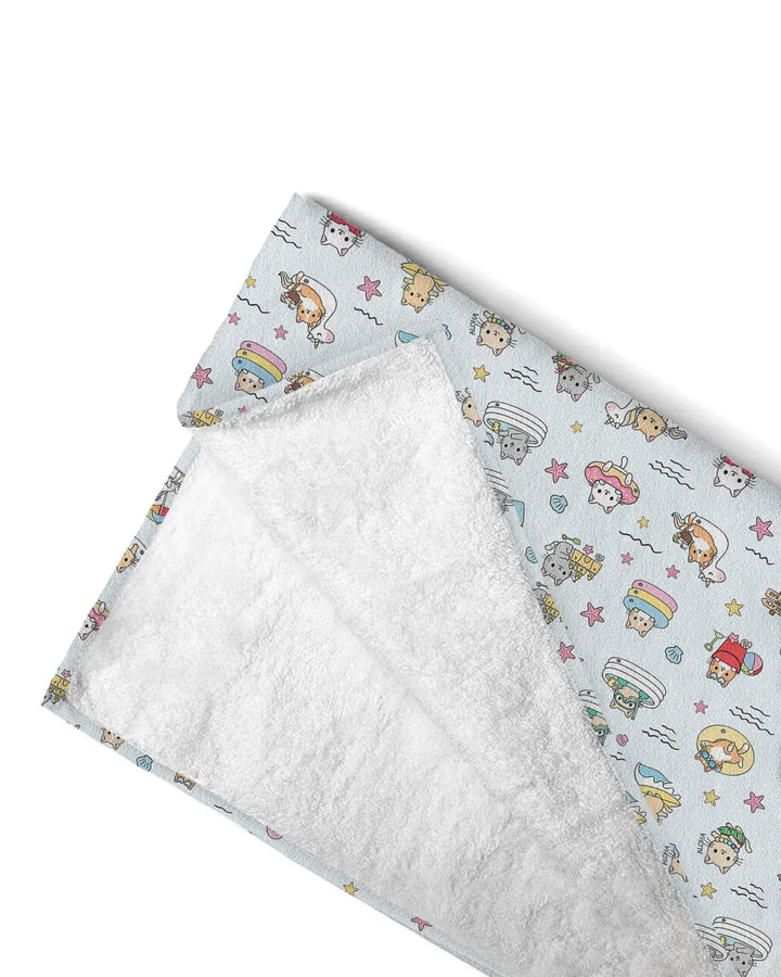 Kawaii Cats Summer Vacation Bamboo Beach Towel