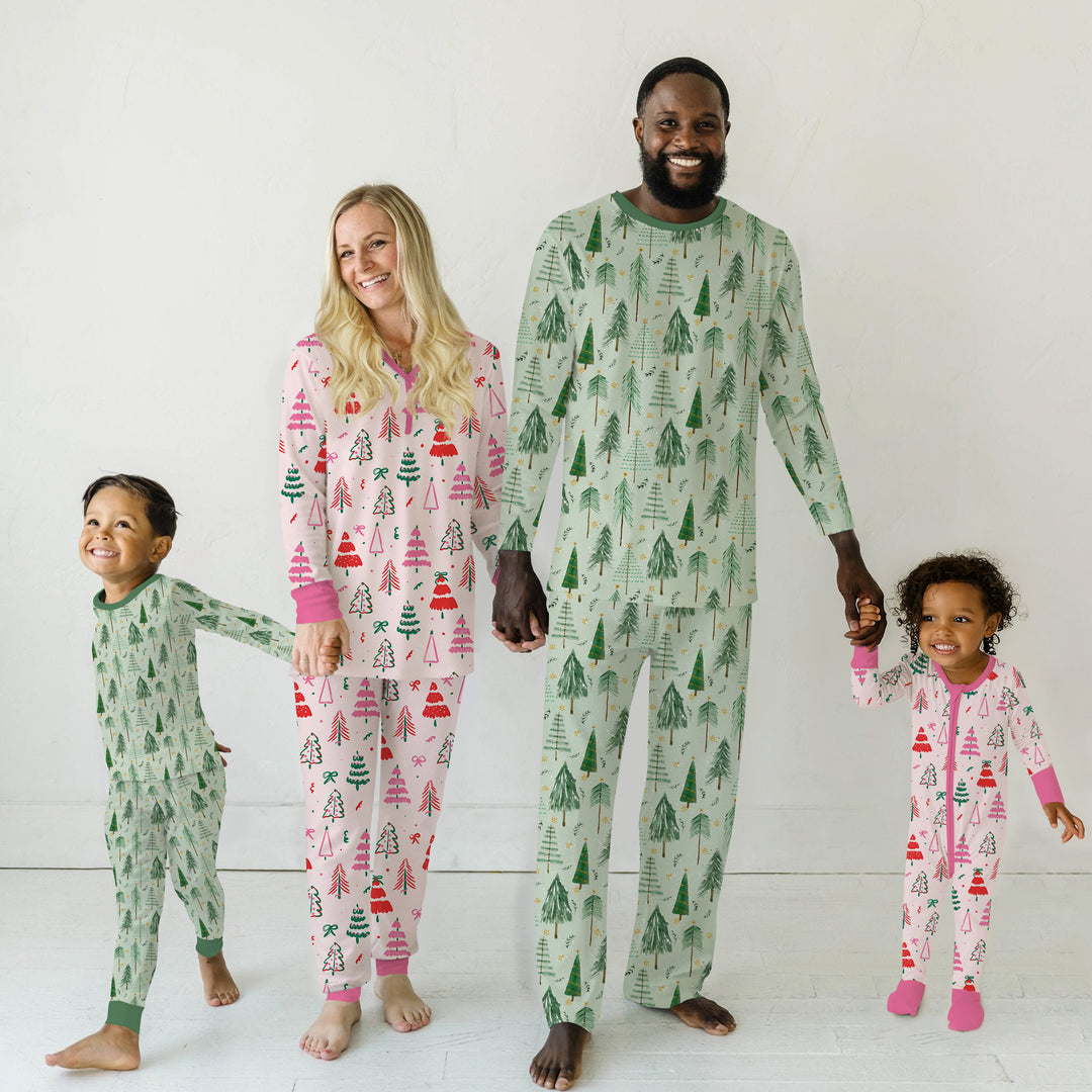Green Christmas Tree Farm Two Piece Short Sleeve Shorts Pajama Set