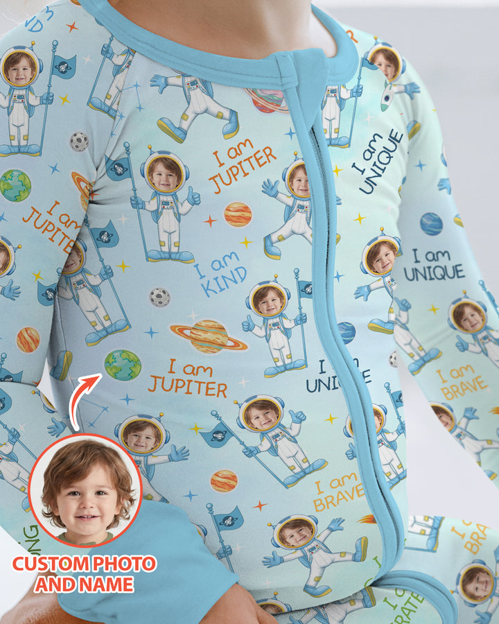 Custom Photo Kid Affirmations I Am Kind Astronaut Bamboo Convertible Zippy