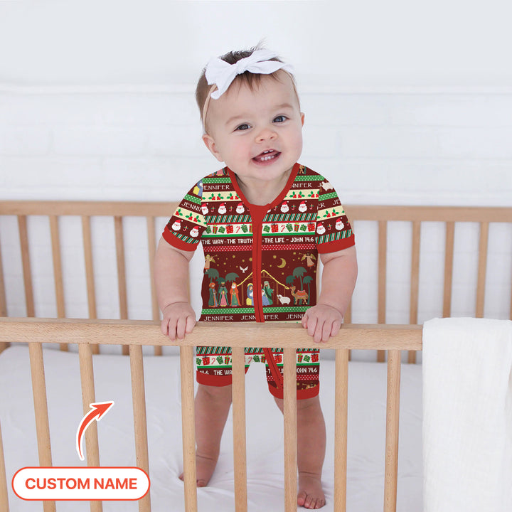 Benutzerdefinierter Name "My Deer First's Christmas" für Mädchen - Shorty Zippy